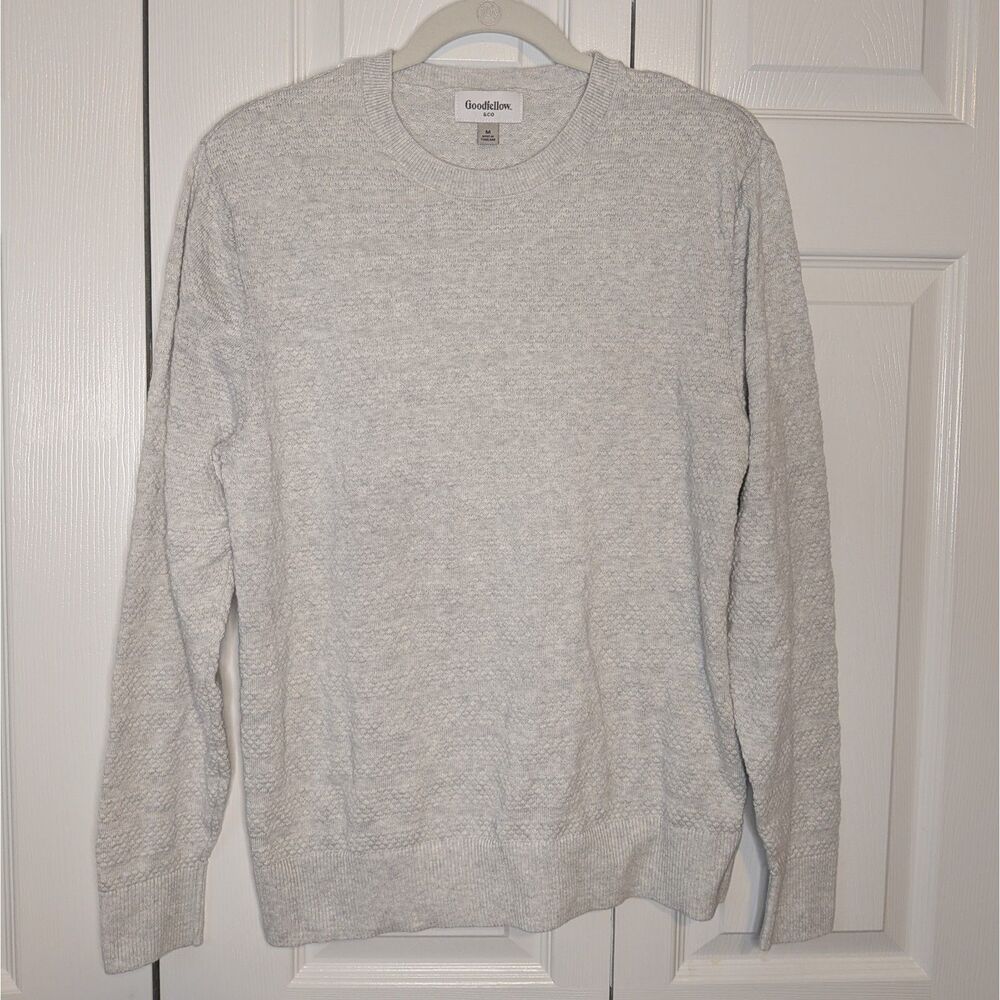 Goodfellow & Co. Gray Crewneck Cotton Sweater Medium Preppy Fisherman Coastal